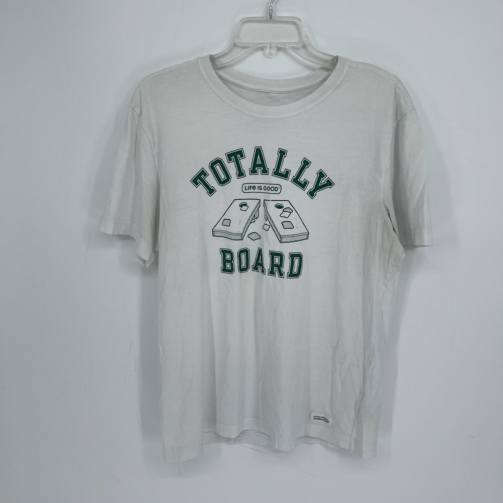 Life Is Good Men's White Totally Board Graphic Crusher-Lite Tee T-Shirt Size M